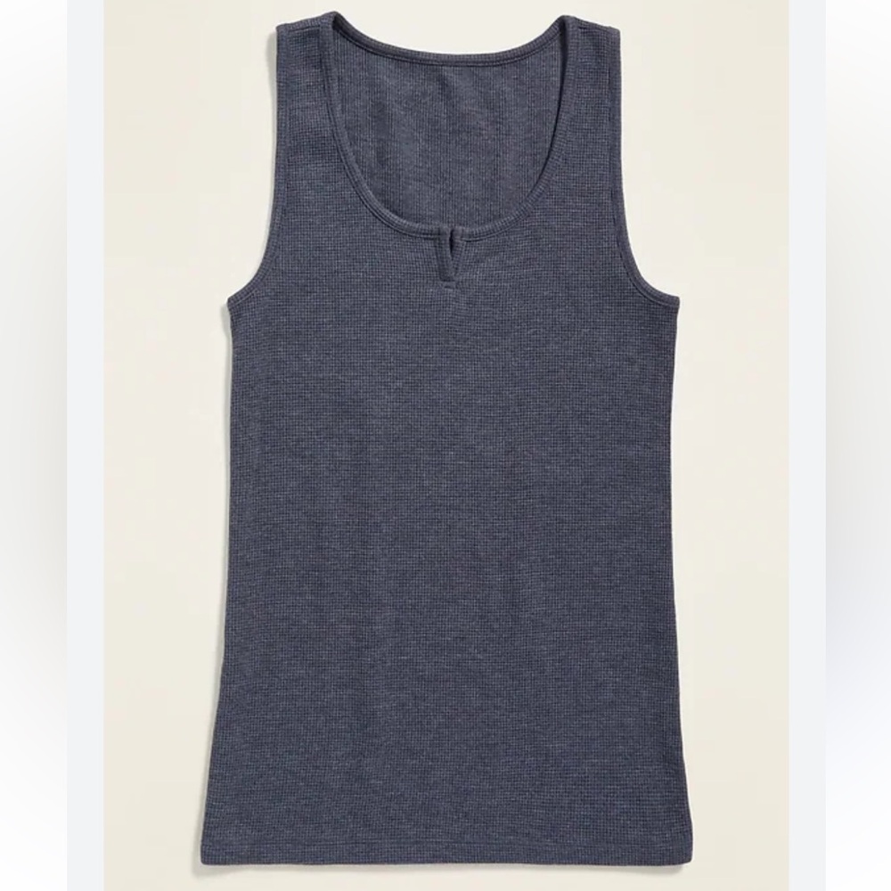 NWOT Old Navy Slim Fit Waffle Knit Split Neck Tank